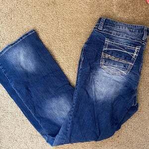 Bling Amethyst Jeans Womens 16 y2k Thick Stitch Distressed Low Rise